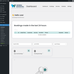 Page screenshot: Webba Booking