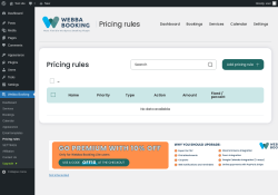 Page screenshot: Webba Booking → Pricing rules