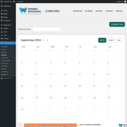 Page screenshot: Webba Booking → Calendar