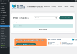 Page screenshot: Webba Booking → Email templates