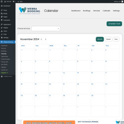 Page screenshot: Webba Booking → Calendar