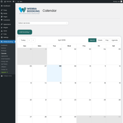 Page screenshot: Webba Booking → Calendar