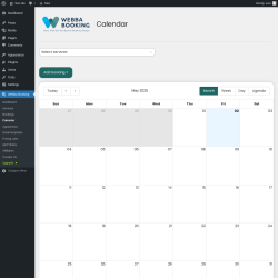 Page screenshot: Webba Booking → Calendar