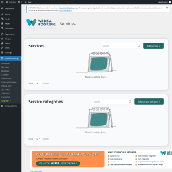 Page screenshot: Webba Booking → Services
