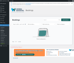 Page screenshot: Webba Booking → Bookings