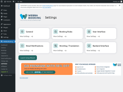 Page screenshot: Webba Booking → SETTINGS