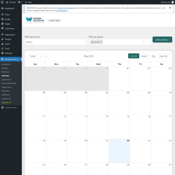 Page screenshot: Webba Booking → Calendar