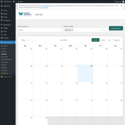 Page screenshot: Webba Booking → Calendar