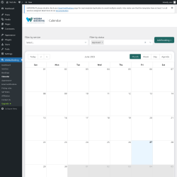 Page screenshot: Webba Booking → Calendar