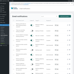 Page screenshot: Webba Booking → Email notifications