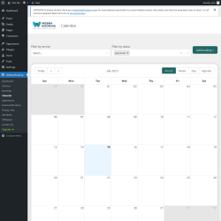 Page screenshot: Webba Booking → Calendar