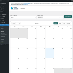 Page screenshot: Webba Booking → Calendar