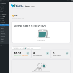 Page screenshot: Webba Booking