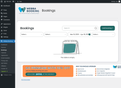 Page screenshot: Webba Booking → Bookings