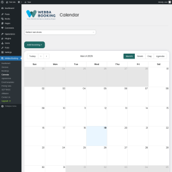 Page screenshot: Webba Booking → Calendar