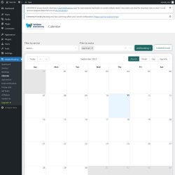 Page screenshot: Webba Booking → Calendar