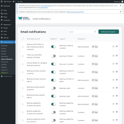 Page screenshot: Webba Booking → Email notifications