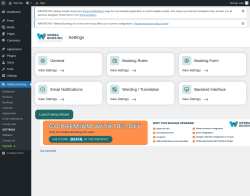 Page screenshot: Webba Booking → SETTINGS