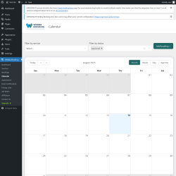Page screenshot: Webba Booking → Calendar