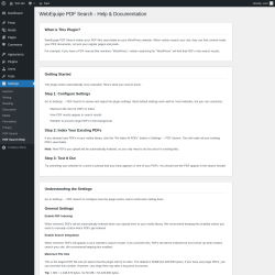 Page screenshot: Settings &rarr; PDF Search Help