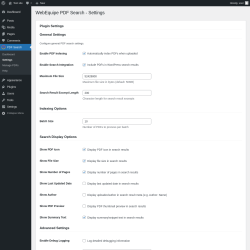 Page screenshot: PDF Search &rarr; Settings