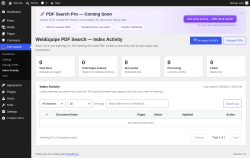 Page screenshot: PDF Search &rarr; Index Activity