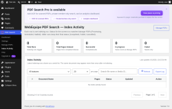 Page screenshot: PDF Search &rarr; Index Activity
