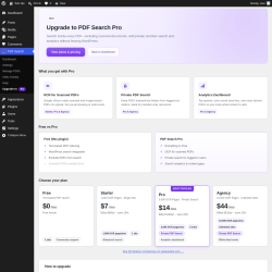 Page screenshot: PDF Search &rarr; Upgrade to Pro