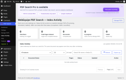 Page screenshot: PDF Search &rarr; Index Activity