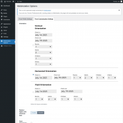 Page screenshot: WebHotelier Options → Form Customization Settings