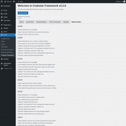 Page screenshot: Tools → Codestar Framework → Release Notes