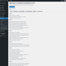 Page screenshot: Tools → Codestar Framework → Release Notes