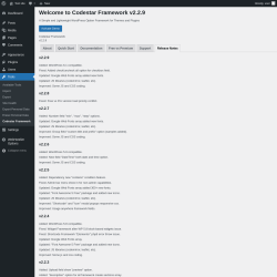 Page screenshot: Tools → Codestar Framework → Release Notes