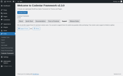 Page screenshot: Tools → Codestar Framework → Support