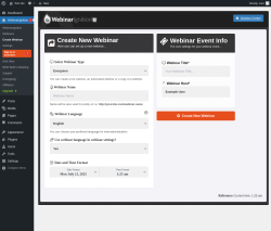Page screenshot: WebinarIgnition → Create Webinar