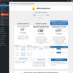 Page screenshot: WebinarIgnition → Upgrade  ➤