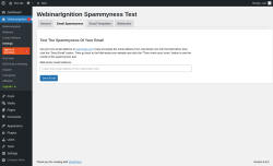 Page screenshot: WebinarIgnition → Settings → Email Spammyness