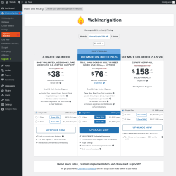 Page screenshot: WebinarIgnition &rarr; Upgrade&nbsp;&nbsp;➤