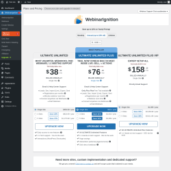 Page screenshot: WebinarIgnition &rarr; Upgrade&nbsp;&nbsp;➤