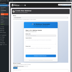 Page screenshot: WebinarIgnition &rarr; Create Webinar