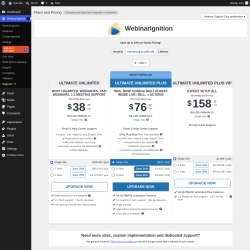 Page screenshot: WebinarIgnition &rarr; Upgrade&nbsp;&nbsp;➤