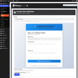 Page screenshot: WebinarIgnition &rarr; Create Webinar