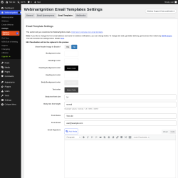 Page screenshot: WebinarIgnition &rarr; Settings &rarr; Email Templates