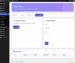 Page screenshot: WebMate AI &rarr; Bilgi Tabanı