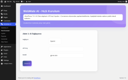 Page screenshot: Hızlı Kurulum &lsaquo; Test site &mdash; WordPress
