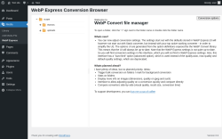 Page screenshot: Media &rarr; WebP Express