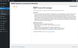Page screenshot: Media &rarr; WebP Express