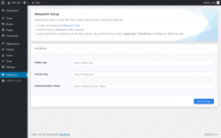 Page screenshot: Webpushr - Setup ‹ Test site — WordPress