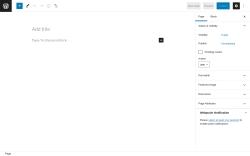 Page screenshot: Add New Page ‹ Test site — WordPress