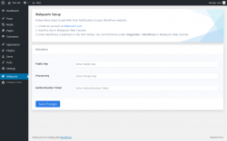 Page screenshot: Webpushr - Setup ‹ Test site — WordPress